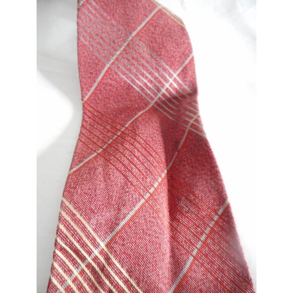 Vintage Van Heusen Necktie Tie Burgundy Beige Blue Striped - Picture 5 of 5